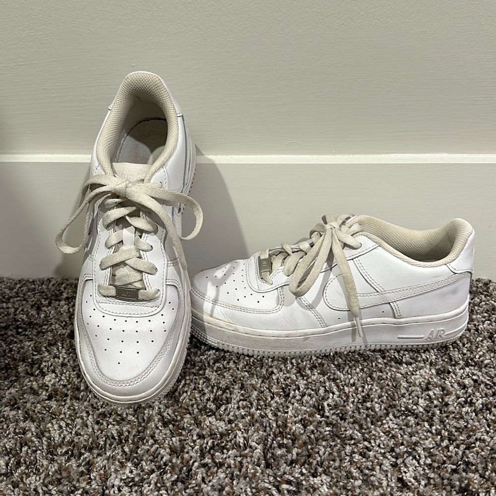Nike Air Force 1s. White. Size 5.5Y: fits 7.5 adult